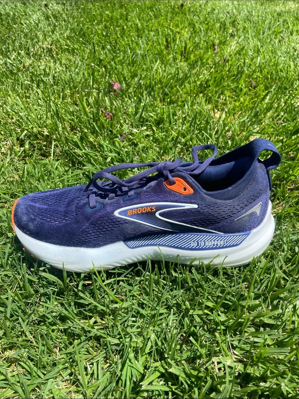 Brooks Navy Running Shoes with Orange Accents